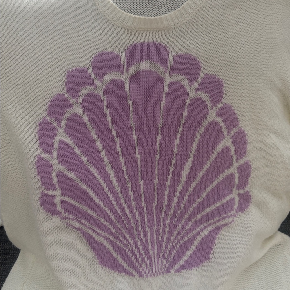 MUMU Cream Sweater with Purple Shell Design - Picture 3 of 6